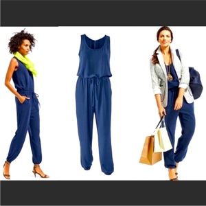 Cabi French Navy Drawstring Jumpsuit 303 XS Blue Women’s Sleeveless